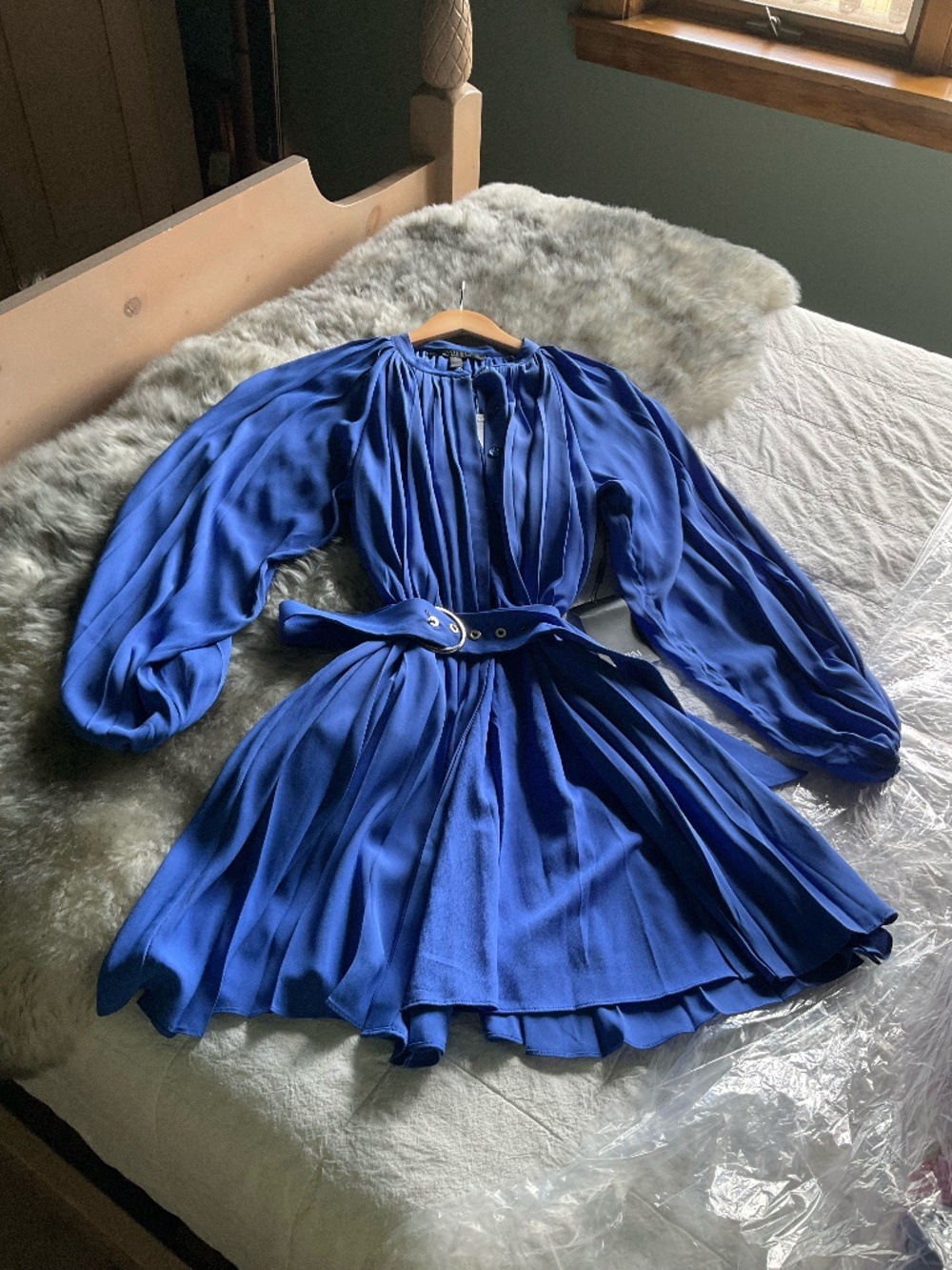 WHBM Pleated Cobalt Blue Dress